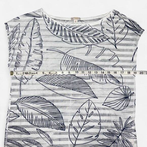 Gap White and Navy Nature Leaf Sheer Stripes Shirt - Picture 5 of 5